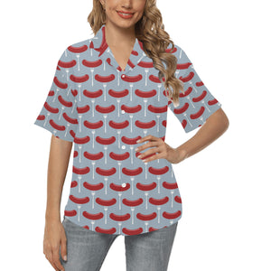 Sausage Pattern Print Design 02 Women's All Over Print Hawaiian Shirt