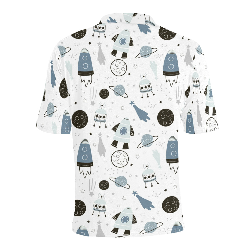 Hand drawn space elements space rocket star planet Men's All Over Print Polo Shirt