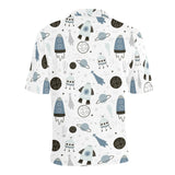 Hand drawn space elements space rocket star planet Men's All Over Print Polo Shirt