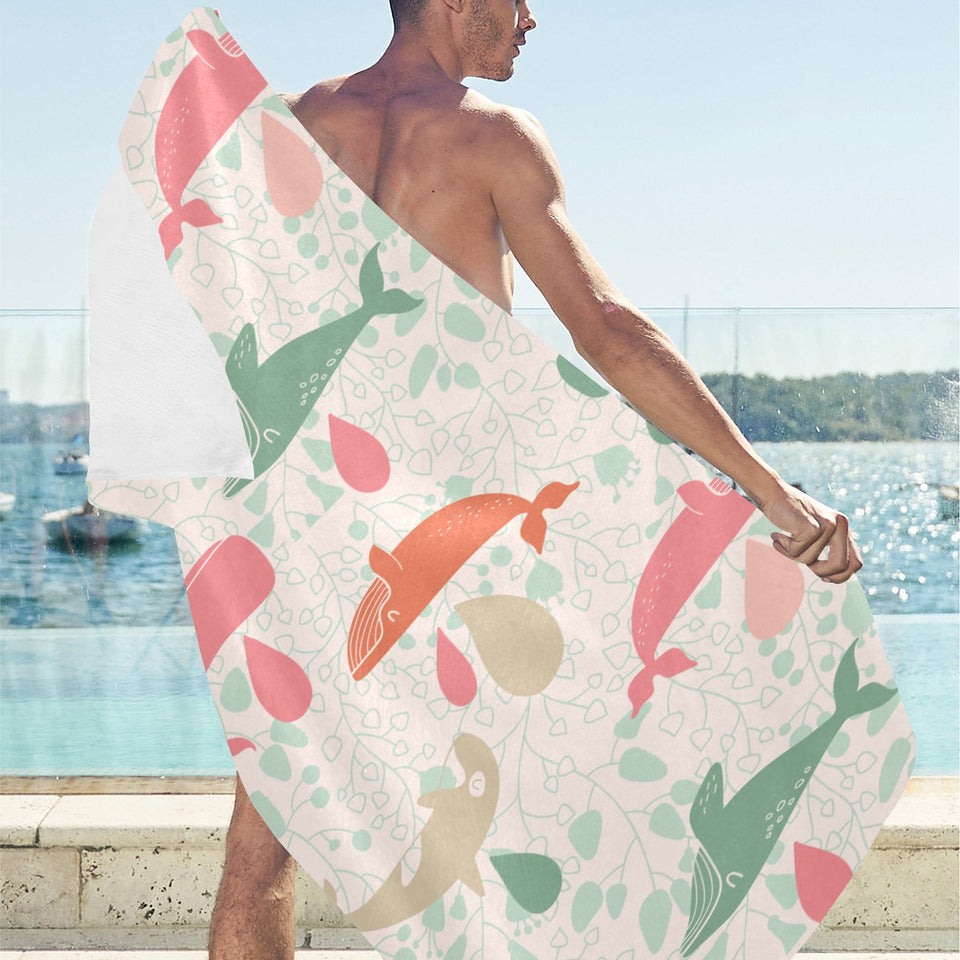 Cute whale pattern Beach Towel