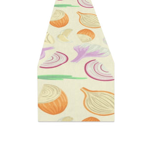 Onion garlic white red pattern Table Runner