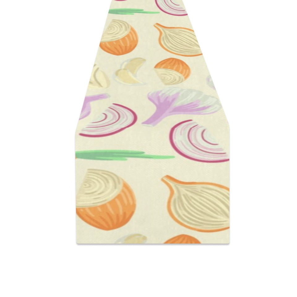 Onion garlic white red pattern Table Runner