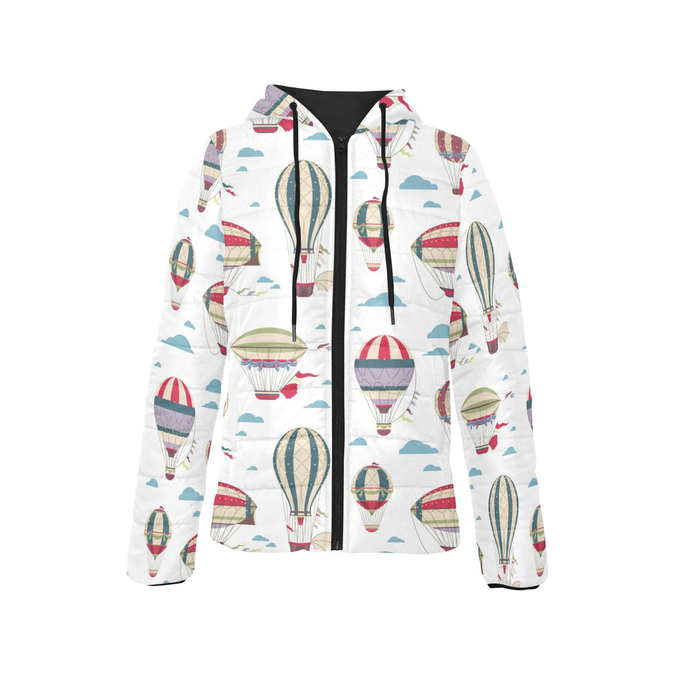 Hot air balloon pattern Women's Padded Hooded Jacket