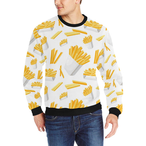 French fries white paper box pattern Men's Crew Neck Sweatshirt