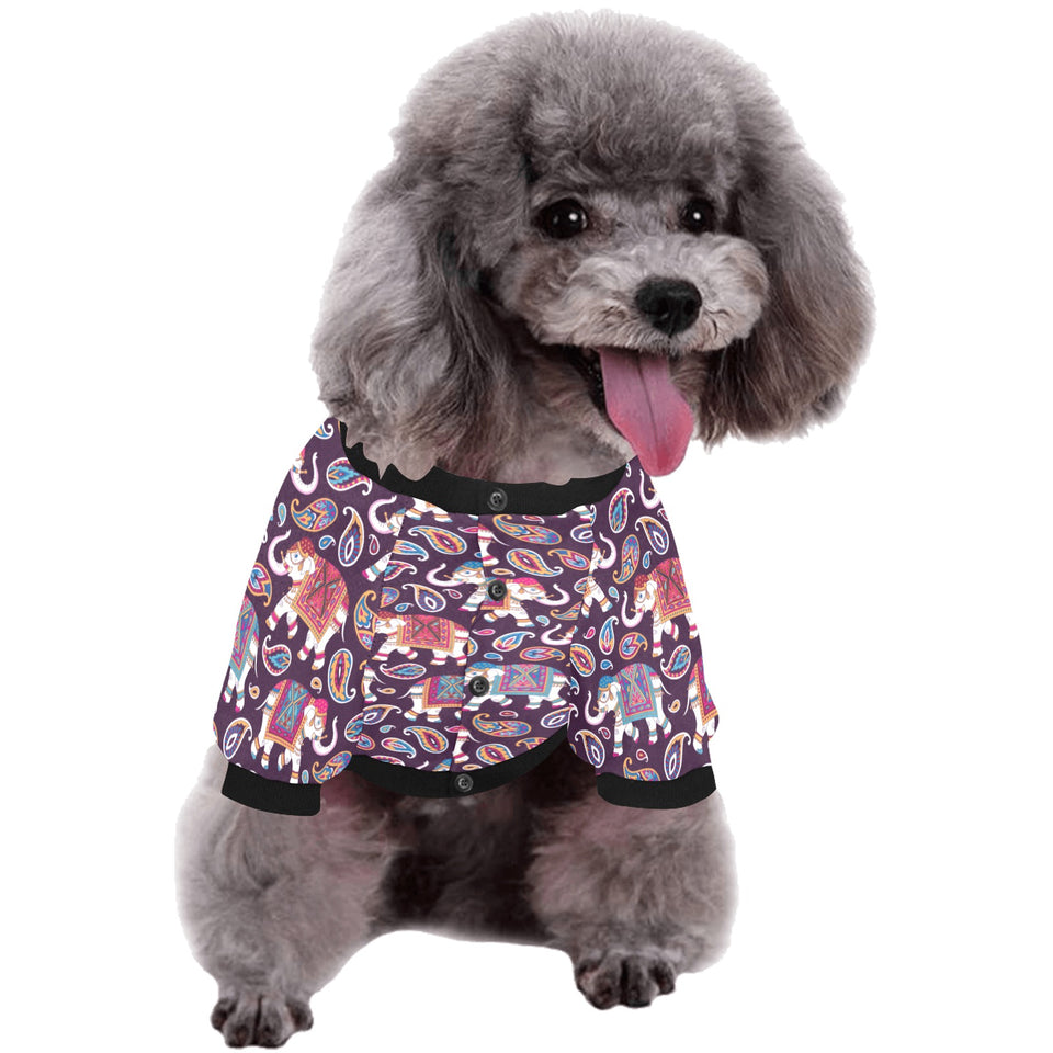 Elephant indian style ornament pattern All Over Print Pet Dog Round Neck Fuzzy Shirt
