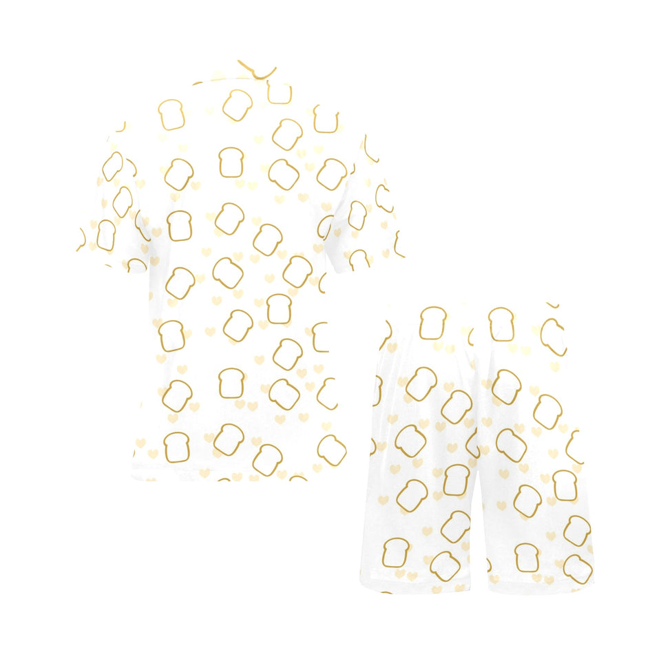 Bread Toast Pattern Print Design 01 Men's V-Neck Short Pajama Set