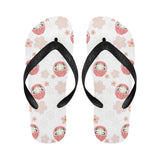 Daruma japanese wooden doll cherry blossom flower Unisex Flip Flops