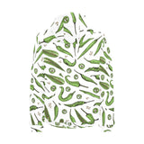 Hand drawn sketch style green Chili peppers patter Men's Padded Hooded Jacket