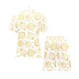 hand drawn onion pattern Men's V-Neck Short Pajama Set