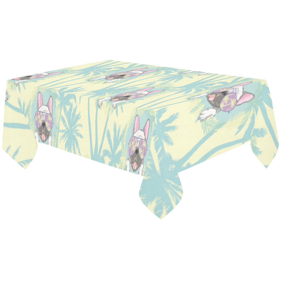 French bulldog hawaii blackground Tablecloth