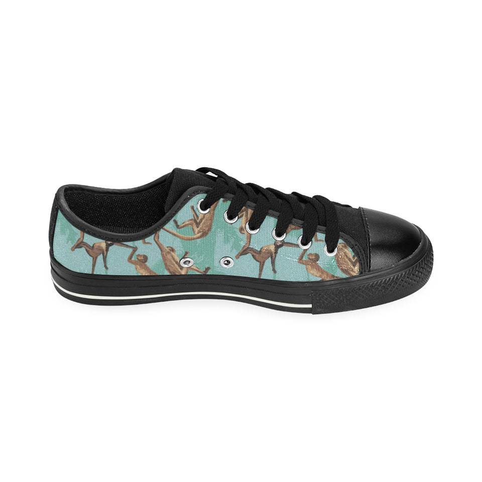 Monkey Palm tree background Men's Low Top Canvas Shoes Black