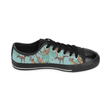Monkey Palm tree background Men's Low Top Canvas Shoes Black