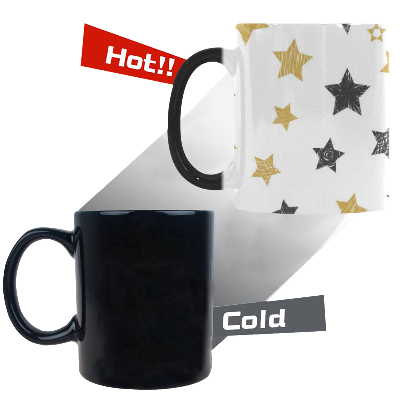 hand drawn gold black star pattern Morphing Mug Heat Changing Mug
