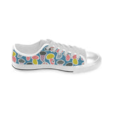 Colorful mushroom design pattern Men's Low Top Canvas Shoes White