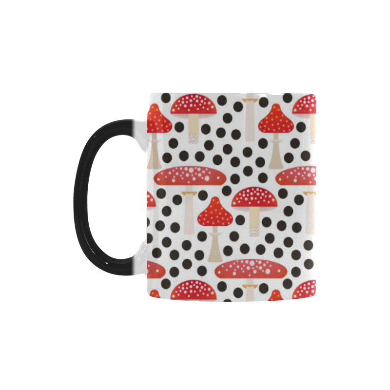 Red mushroom dot pattern Morphing Mug Heat Changing Mug