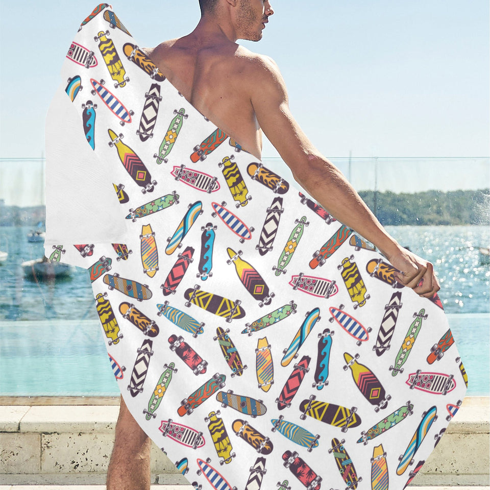Skate Board Pattern Print Design 05 Beach Towel