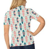 Surfboard Pattern Print Design 02 Women's All Over Print Polo Shirt
