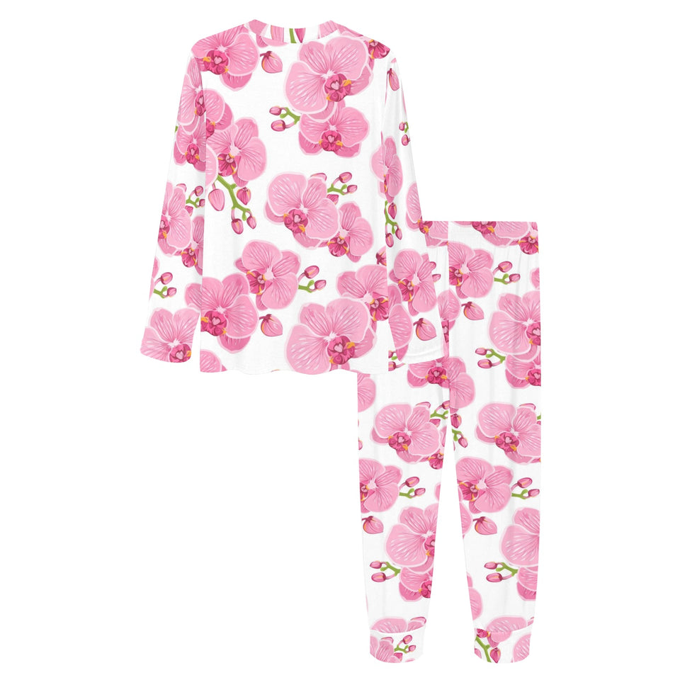 pink purple orchid pattern background Women's All Over Print Pajama Set