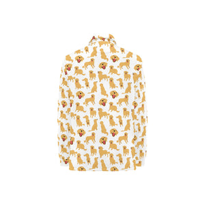 Golden Retriever Pattern Print Design 05 Women's Long Sleeve Polo Shirt