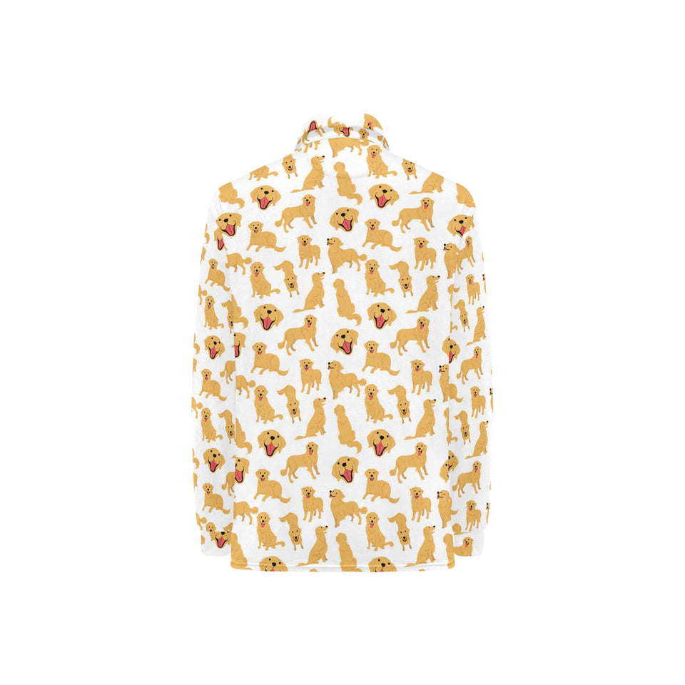 Golden Retriever Pattern Print Design 05 Women's Long Sleeve Polo Shirt
