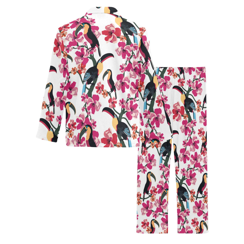 Toucan flower design pattern Men's Long Pajama Set
