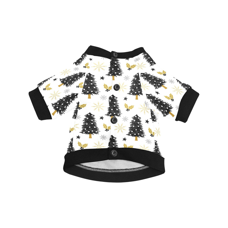 Christmas tree holly snow star pattern All Over Print Pet Dog Round Neck Fuzzy Shirt