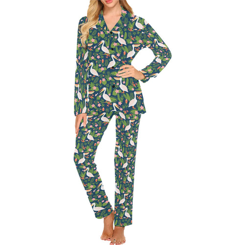 Pelican Pattern Print Design 05 Women's Long Pajama Set