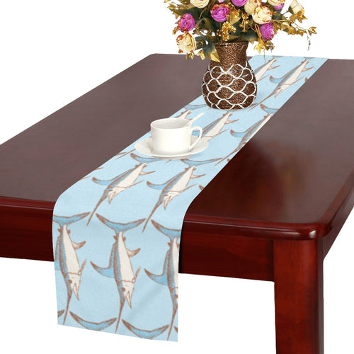 Swordfish Pattern Print Design 01 Table Runner
