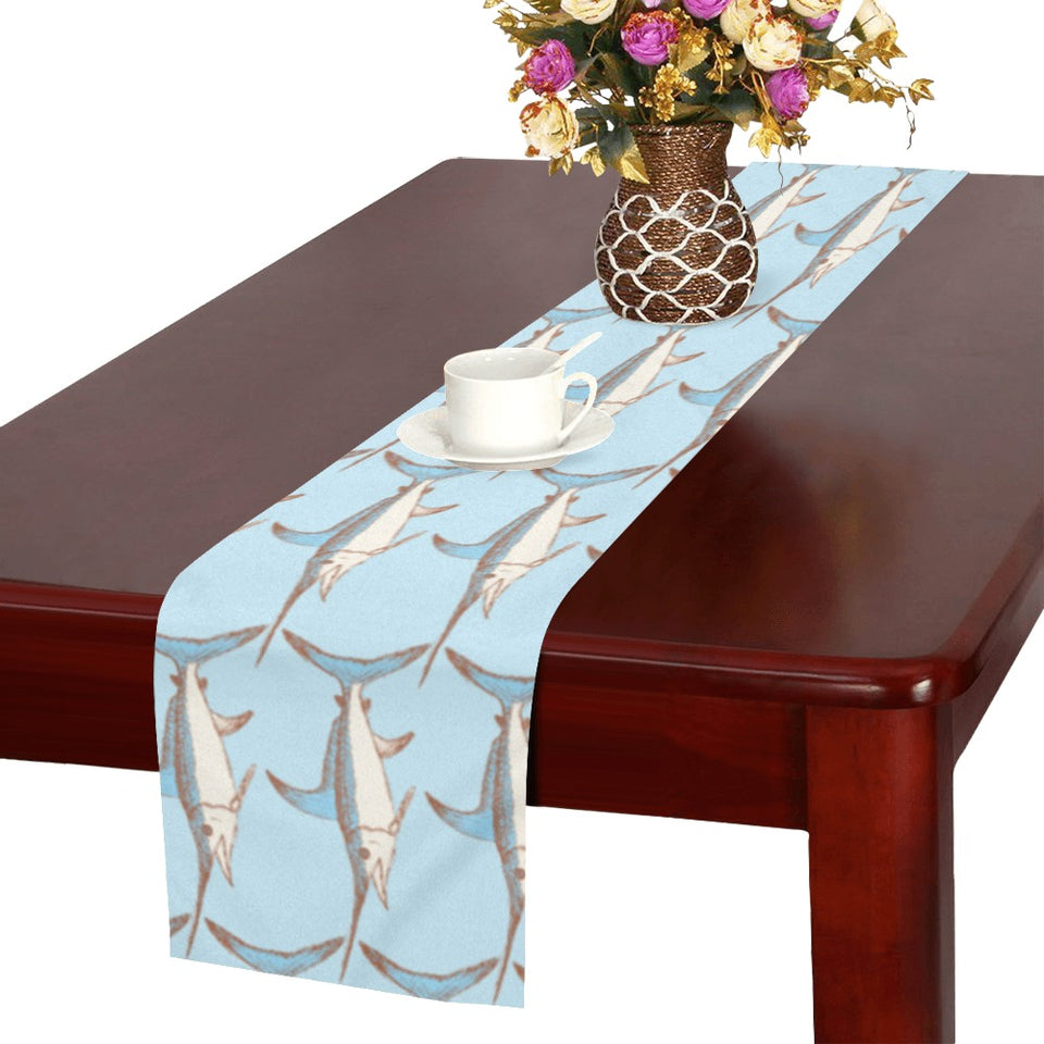 Swordfish Pattern Print Design 01 Table Runner