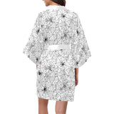 Spider web cobweb pattern Women's Short Kimono Robe