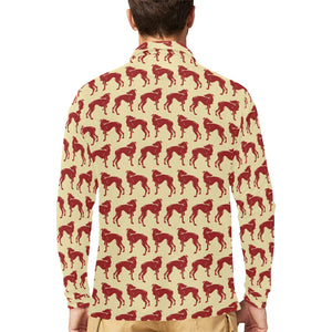 Greyhound Pattern Print Design 04 Men's Long Sleeve Polo Shirt