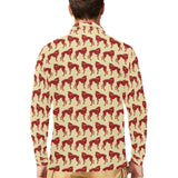 Greyhound Pattern Print Design 04 Men's Long Sleeve Polo Shirt