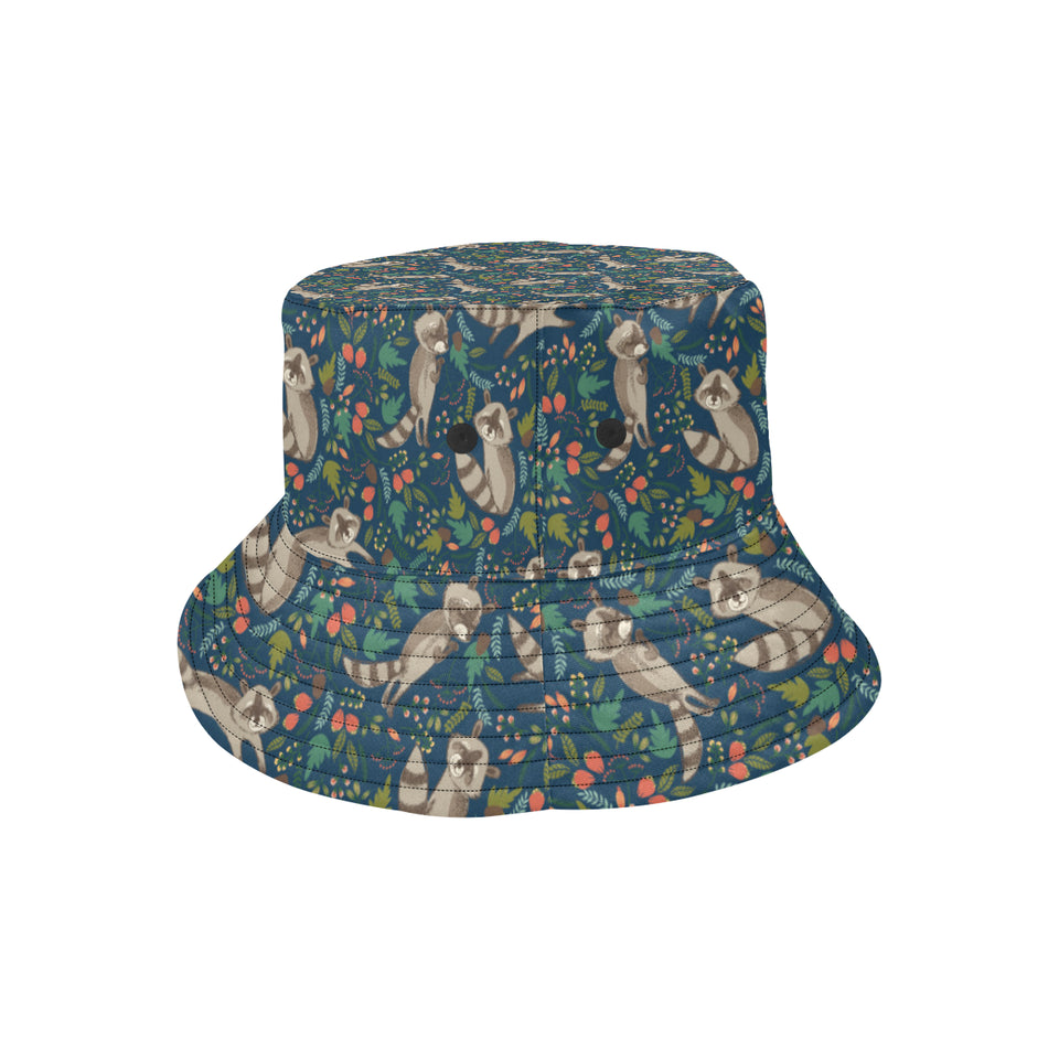 Raccoon tropical leaves pattern Unisex Bucket Hat