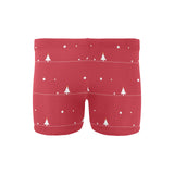 Christmas tree star snow red background Men's Swimming Trunks