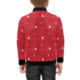 Christmas tree star snow red background Kids' Boys' Girls' Bomber Jacket