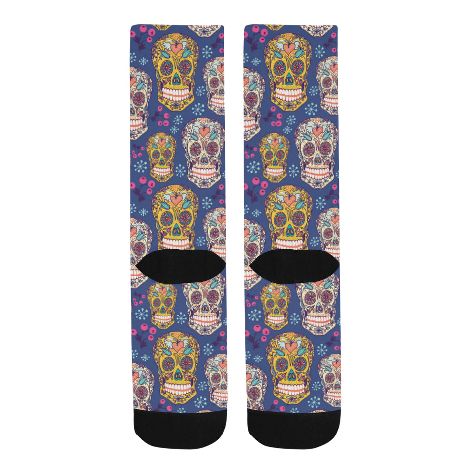 Sugar skull flower pattern Crew Socks