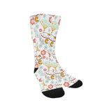 Maneki neko cat fan sakura Crew Socks