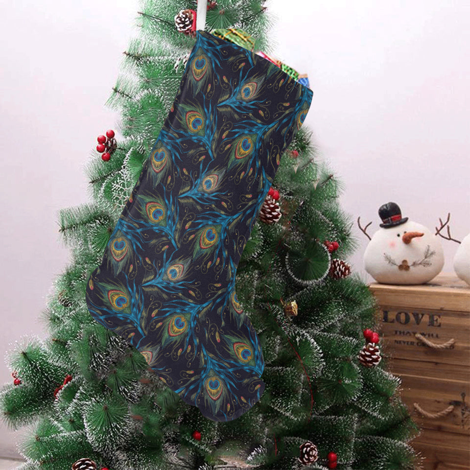 Beautiful peacock feather pattern Christmas Stocking
