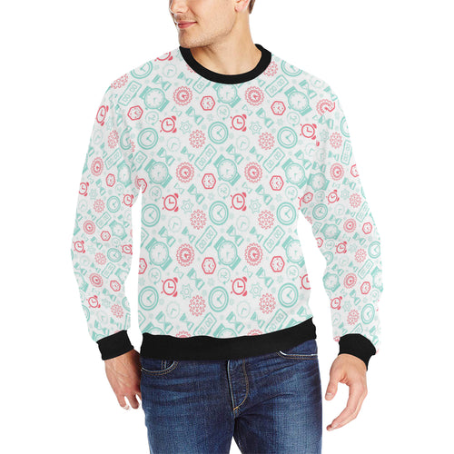 Clock time pattern blackground Men's Crew Neck Sweatshirt
