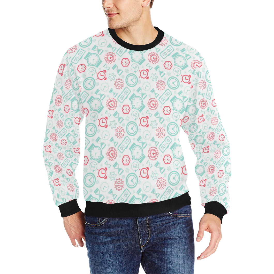 Clock time pattern blackground Men's Crew Neck Sweatshirt