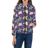 Colorful sea turtle pattern Women's Padded Hooded Jacket