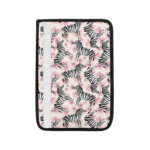 Zebra pink flower background Car Seat Belt Cover