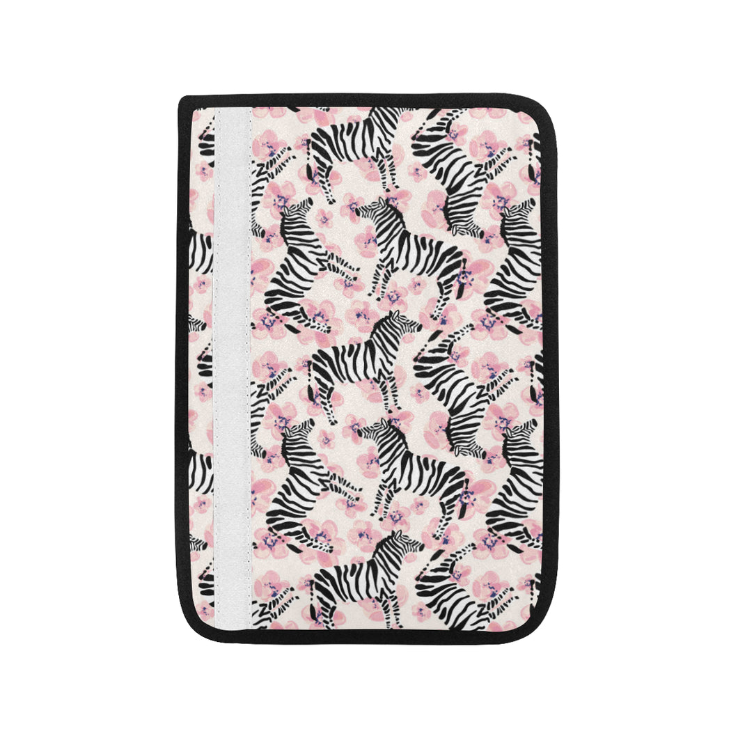 Zebra pink flower background Car Seat Belt Cover