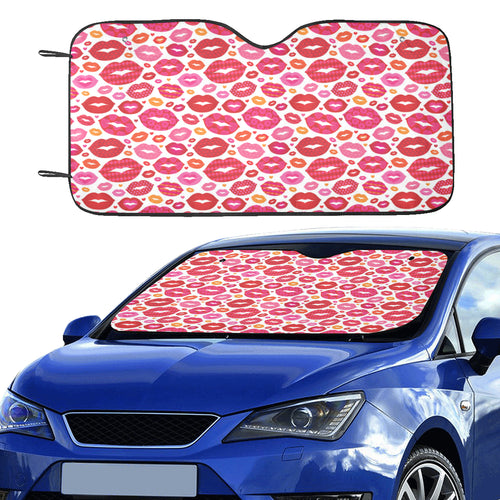 Lips Pattern Print Design 01 Car Sun Shade