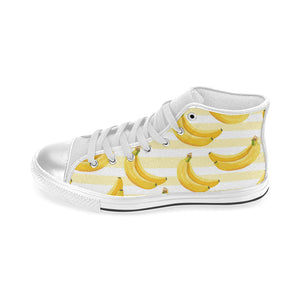 Banana pattern blackground Women's High Top Canvas Shoes White