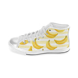 Banana pattern blackground Women's High Top Canvas Shoes White