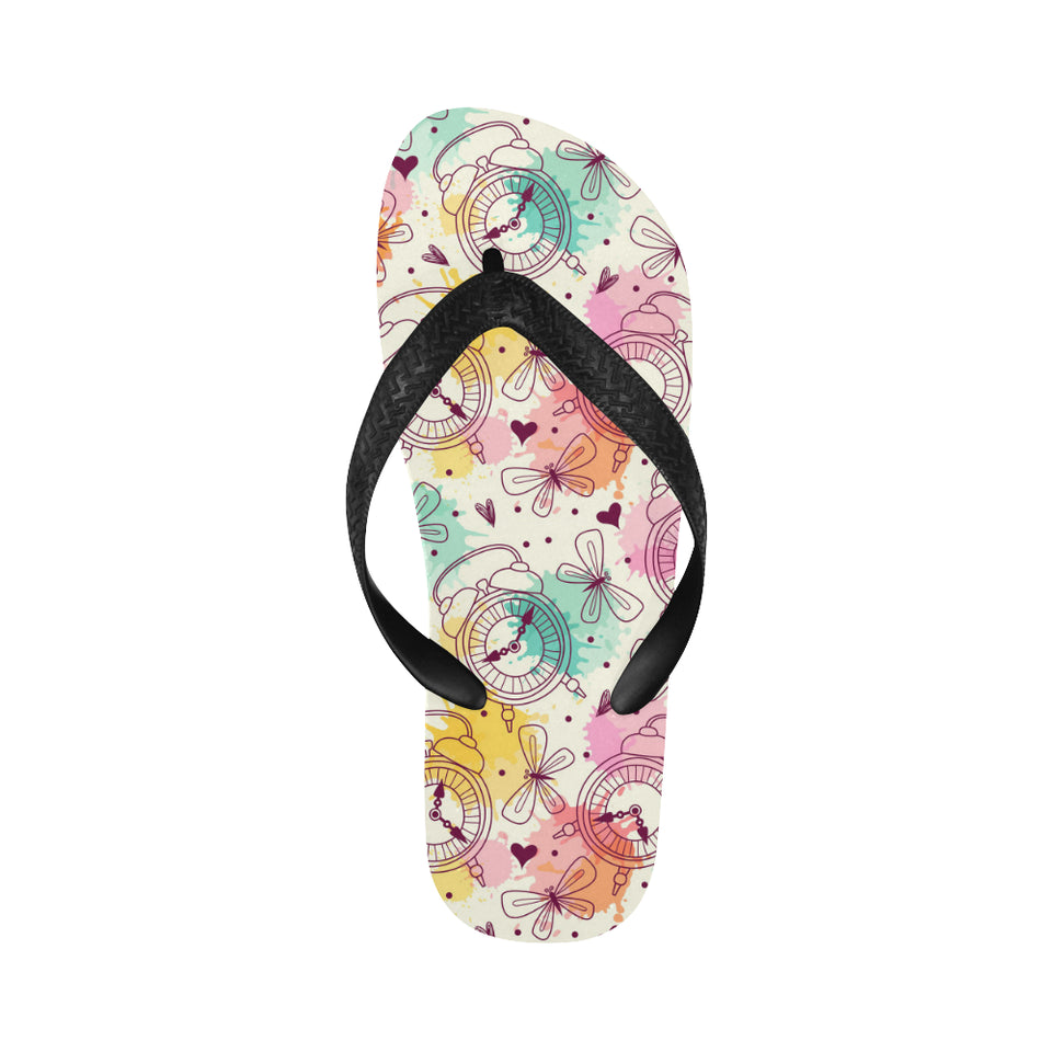 Clock butterfly pattern Unisex Flip Flops