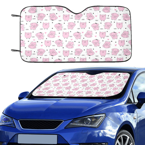 Pig Pattern Print Design 03 Car Sun Shade