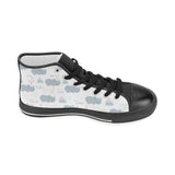 cute rhino heart pattern Women's High Top Canvas Shoes Black