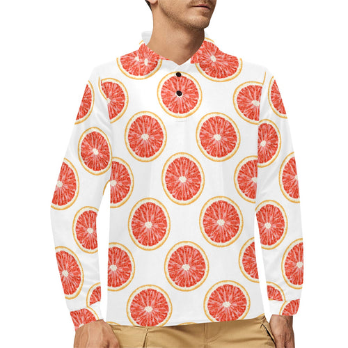 Grapefruit pattern Men's Long Sleeve Polo Shirt